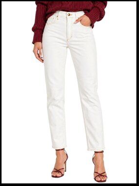 Favorite Daughter The Erin Jeans Cream White High Rise Slim Straight Size 28
